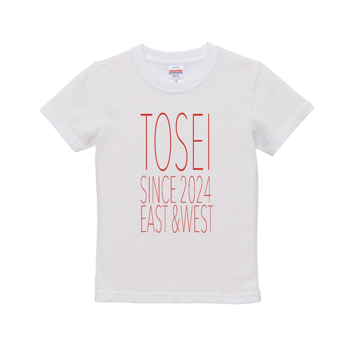 １：TOSEI 細字ロゴ Tシャツ（レッド）